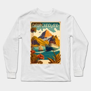 Newfoundland Canada Vintage Travel Art Poster Long Sleeve T-Shirt